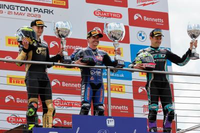 O'Halloran,Podium, Vickers, Brookes, Donington, 2023, BSB, British Superbikes, Race two, round three